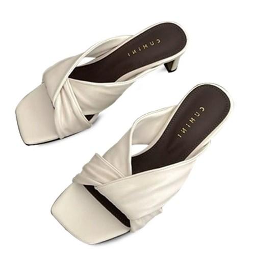 kami et muse Shirring band middle heel slippers_KM23s163