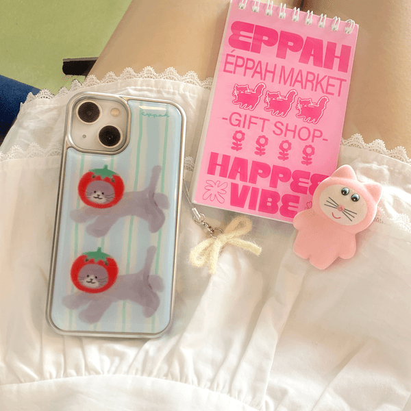 s25엣지추가)tomato cat 실버 범퍼 케이스(epoxy/glass)