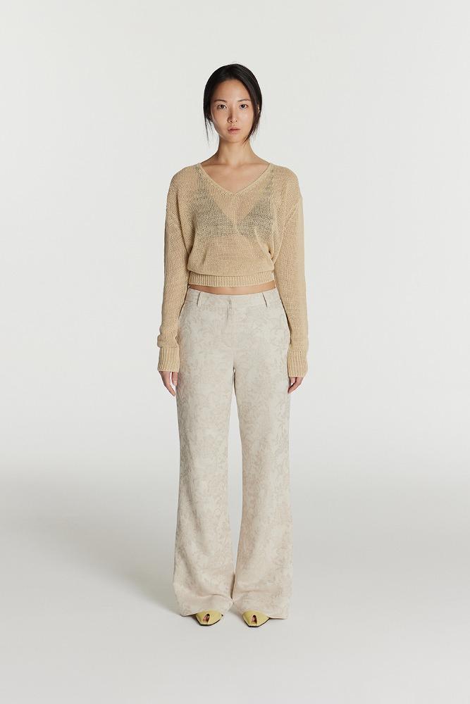 Paisley jacquard pants_Beige