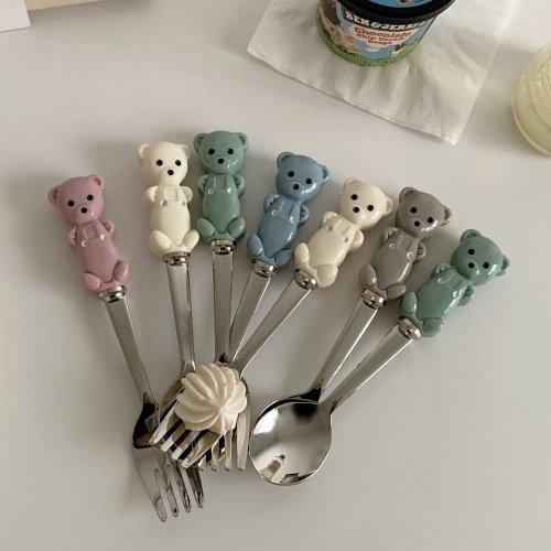 허니베어 쁘띠스푼포크세트 5color 곰돌이