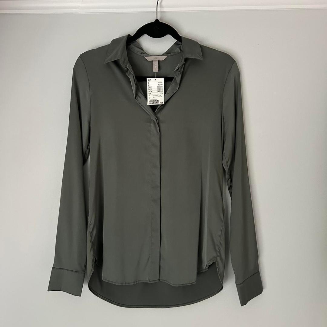 H&M silk shirt Grey/blue colour Size 6 UK but...