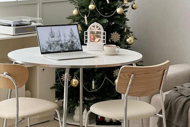 [단독] (택배빠른배송) 소울 메이트 라운드 크롬 원형 식탁 테이블 (800/1000)