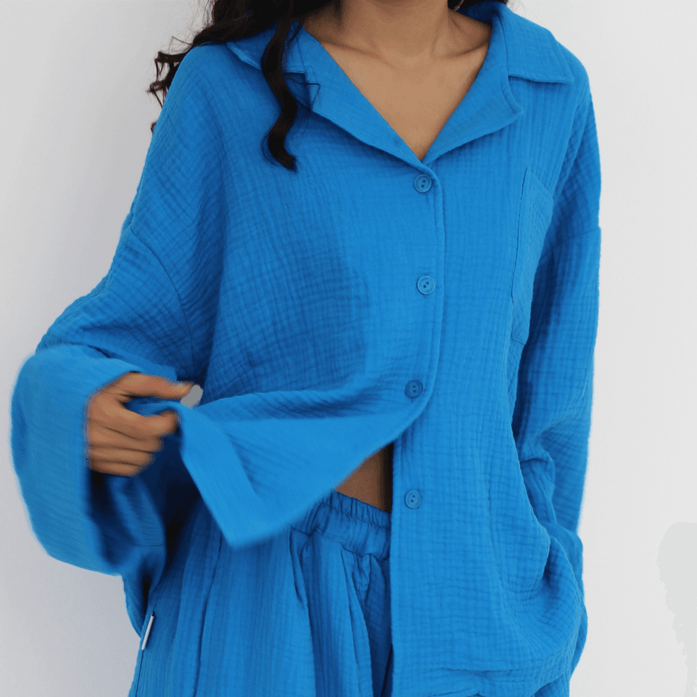 넉넉 편안한 3중 요루 컬러 파자마 잠옷 세트