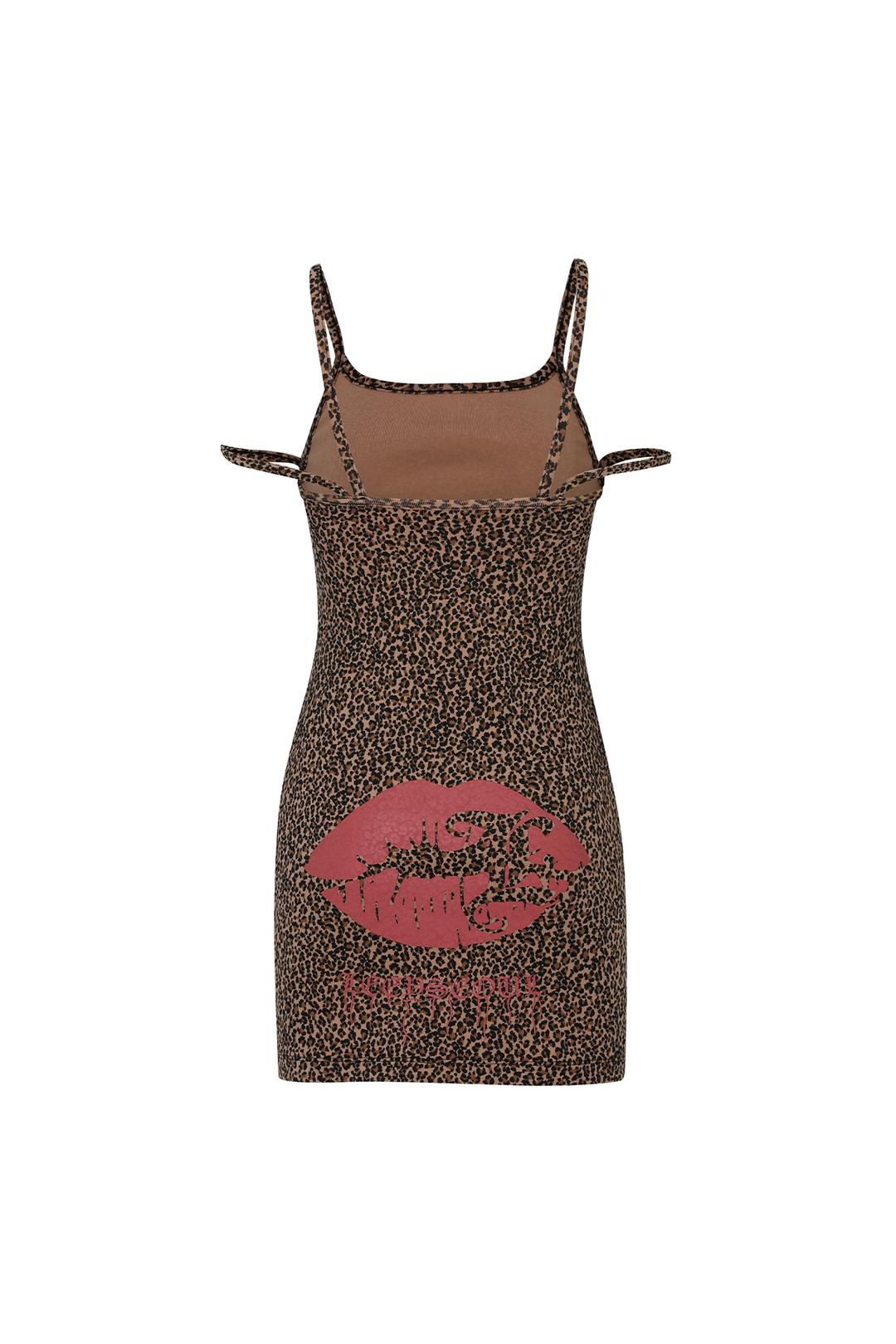 LIP LOGO SLEEVELESS DRESS LEOPARD