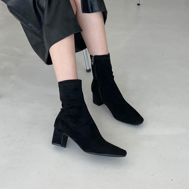 리프넬 기모안감 삭스 스판 앵클부츠 5cm