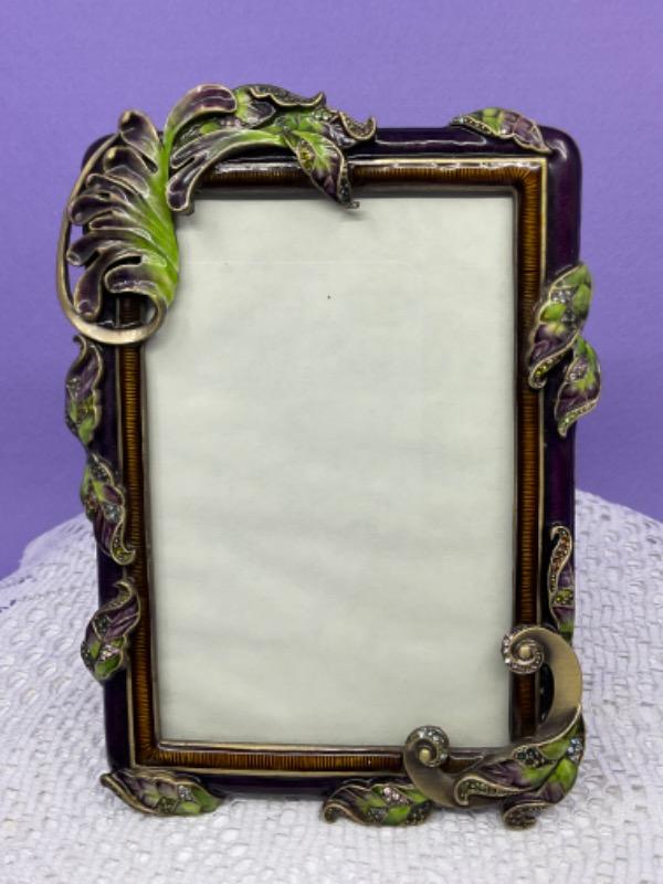 보타니컬 빈티지 셔본 사진 프래임/진품 체코 크리스탈 Botanical Vintage Sherborne Picture Frame w/ Genuine Czech Crystals circa 2002
