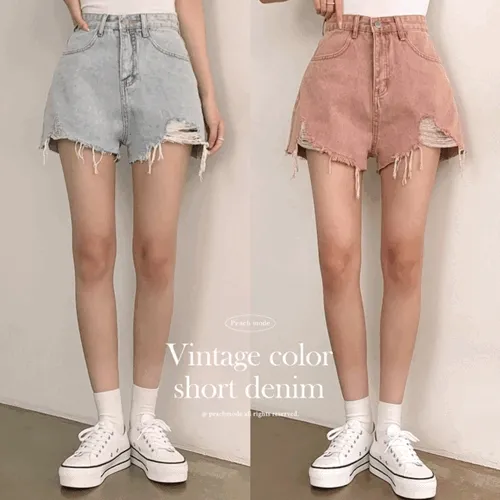 [여름데님/여름신상/워터밤코디] 컬러 피그먼트 데미지 숏 데님 팬츠 (4color)