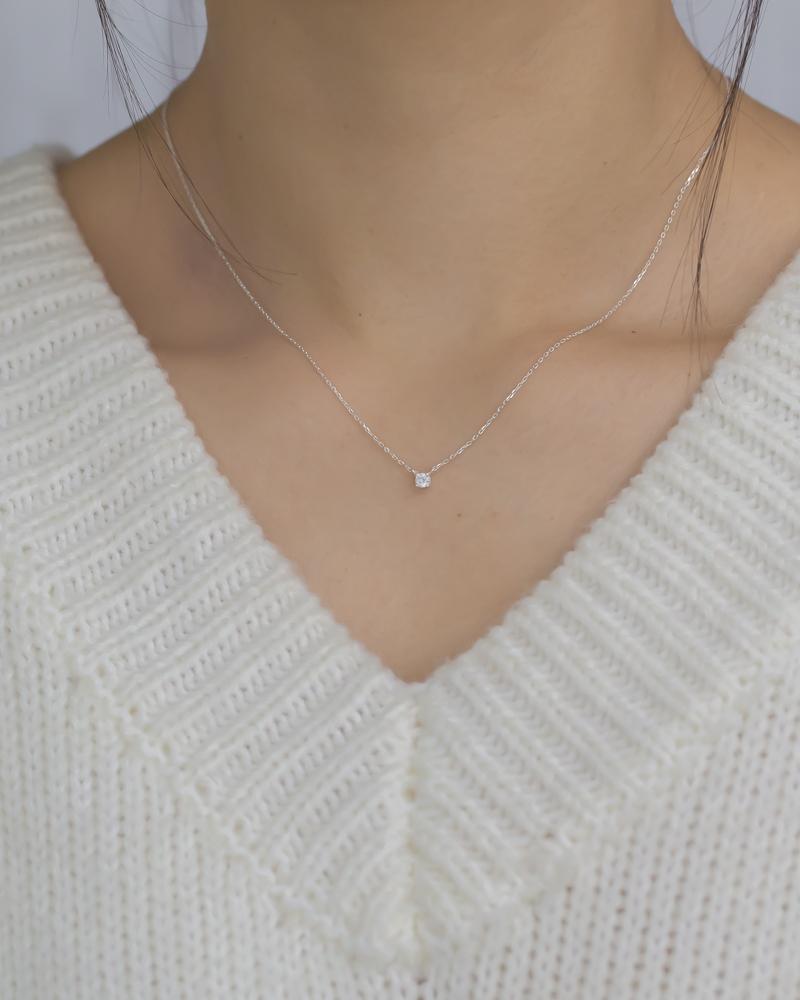 모두디자이너 실버925 퓨어 미니 3mm 심플 큐빅 목걸이 02