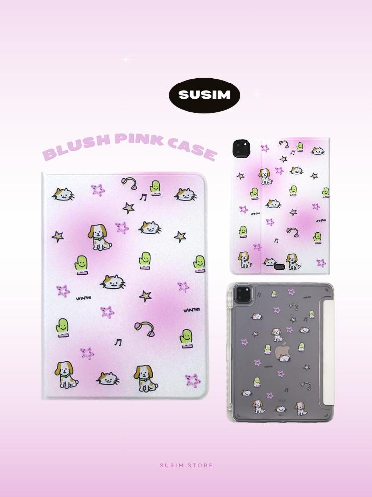 수심 Blush Ipad Case 블러쉬 핑크 아이패드 케이스 y2k 고양이 유니크 세로