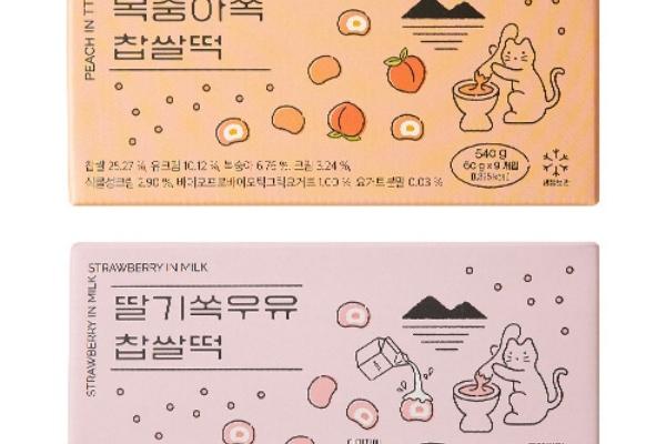딸기쏙우유 찹쌀떡 540g 1팩 + 복숭아쏙 찹쌀떡 540g 1팩