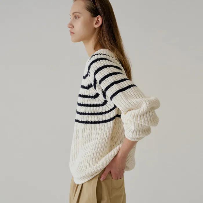 Raglan stripe roll knit (Ivory)