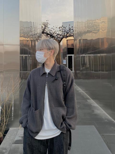 ( 입고지연 , 한정수량 ) 2Way Knit zip-Up 투웨이 카라 니트 집업 / 4color