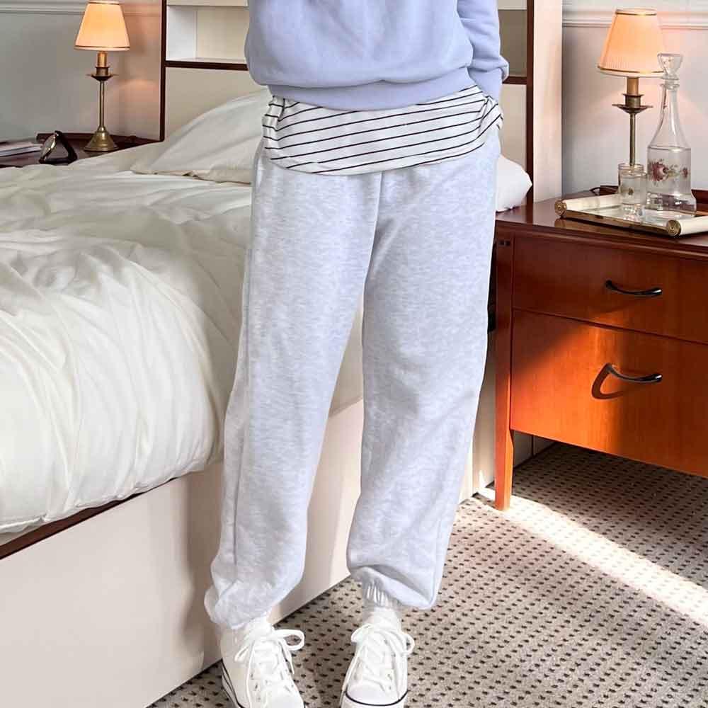 봄 조거 면 멜란지 베이직 트레이닝 레드 팬츠