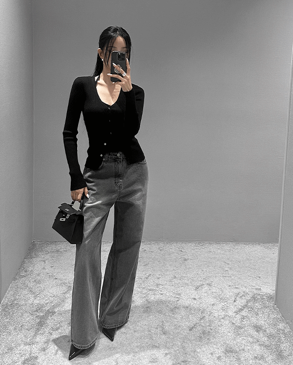 [Today 블랙/그레이] 피에 골지 홀터 가디건 세트 (*5COLOR)