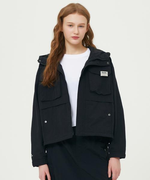 에센셜 안감 후드 자켓 우먼 BLACK