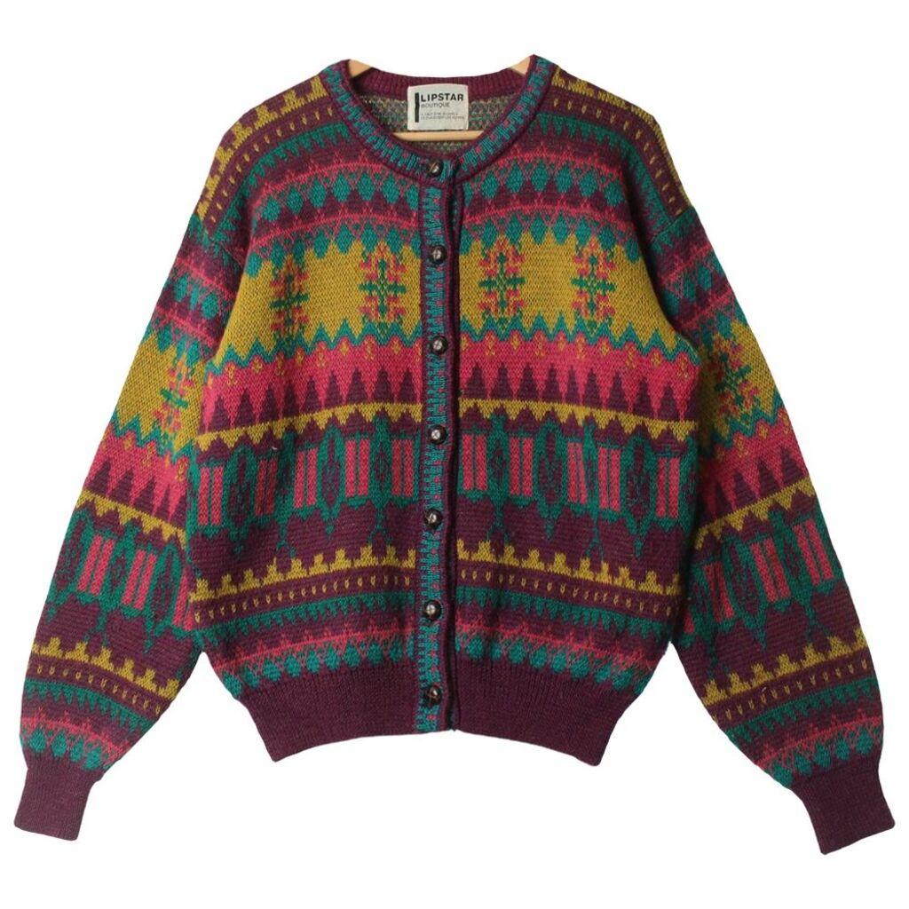 JPN 믹스컬러 비비드 페어아일 빈티지 가디건 / WOMEN F