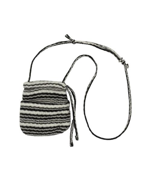 TCM stripe knit mini bag (black)