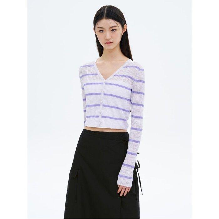 [브랜드판타지]스트라이프 긴소매 카디건  라벤더 (35535ALYCT)