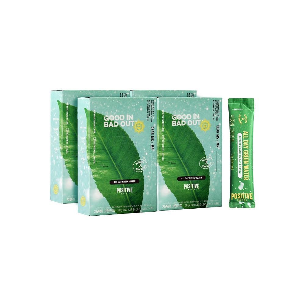 파지티브호텔 지중해 그린민트 7g x 14포 x 4박스 [원산지:국산]