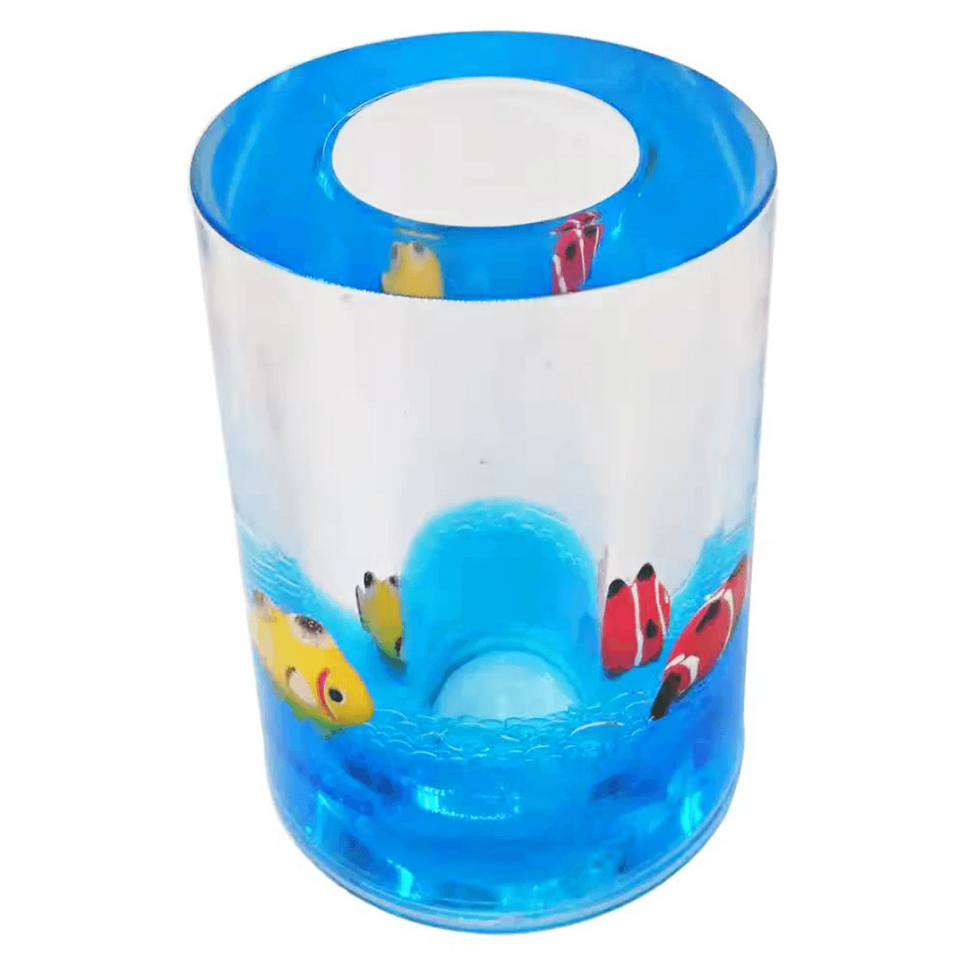 Frutiger Aero Pen Holder with Liquid and Floating Fishes - Helvetica Aqua Aero Office Accessory