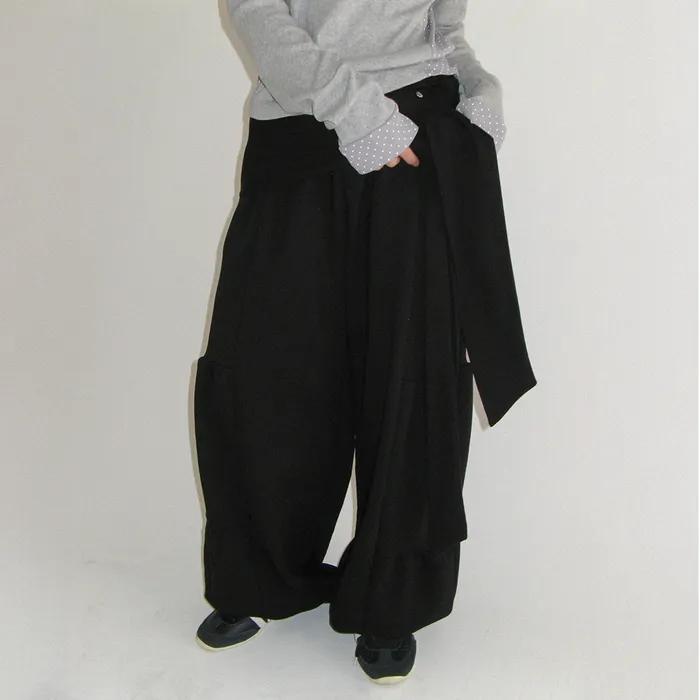 WRAP SHIRRING BALLOON JOGGER PANTS BLACK