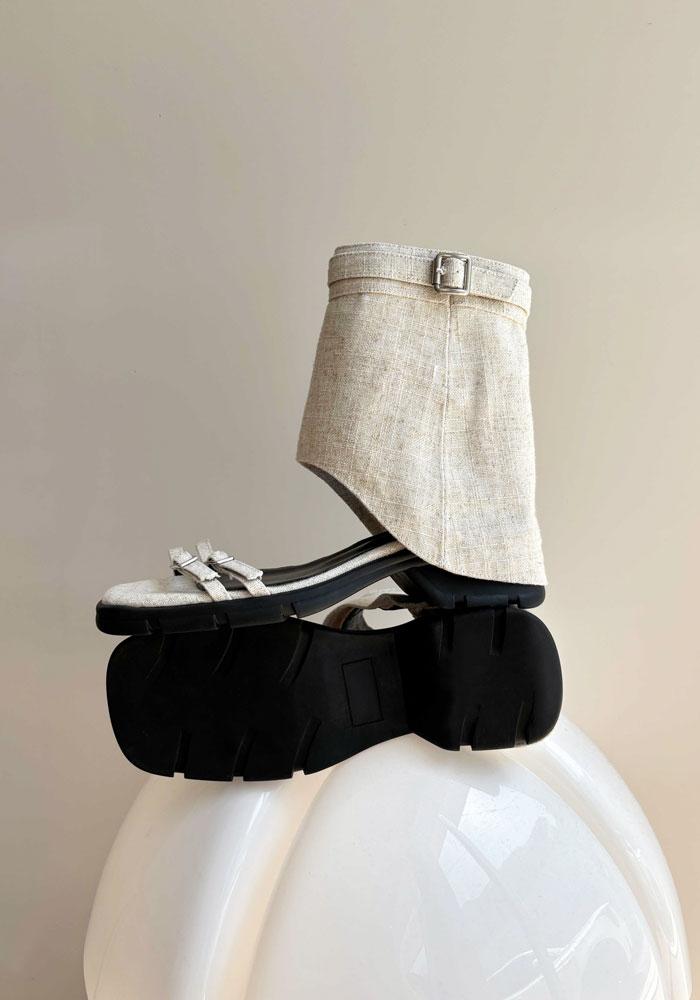 린넨 몰드창 미들 부츠 4cm 2컬러