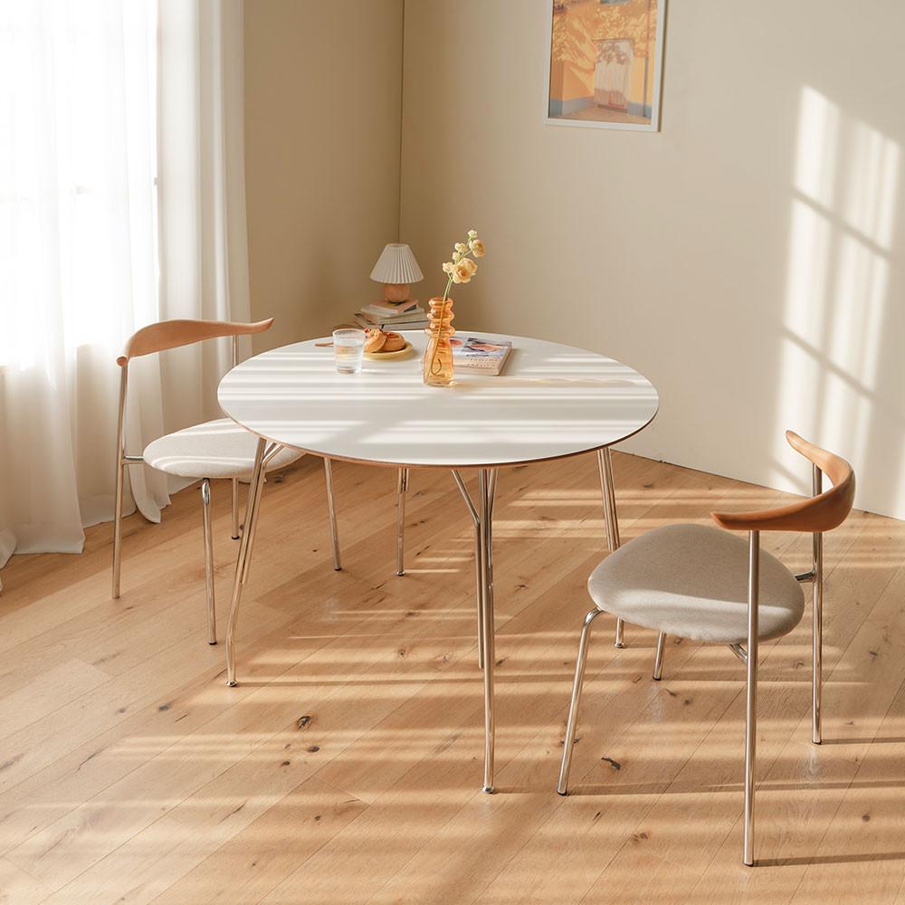 [희망일배송] 아르네 내추럴 원형 HPM 2인 식탁 테이블 세트 1000 (식탁+의자2)