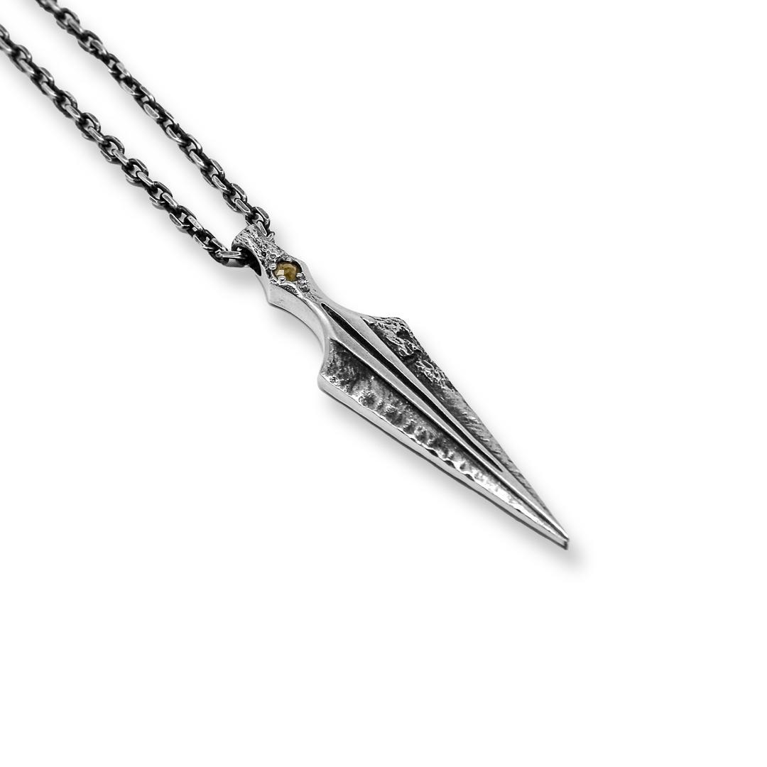 narrow bronze sword necklace