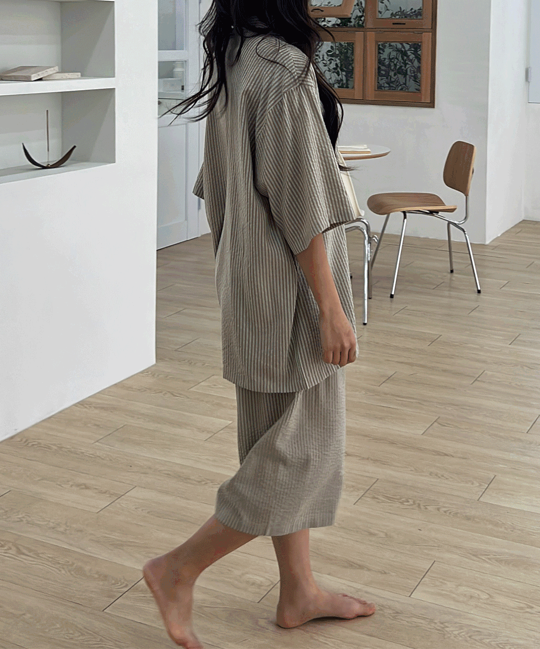 영점로그 💚800장💚 프렌치 스트라이프 파자마세트 (반팔ver) 빅사이즈 커플 신상 여름 순면