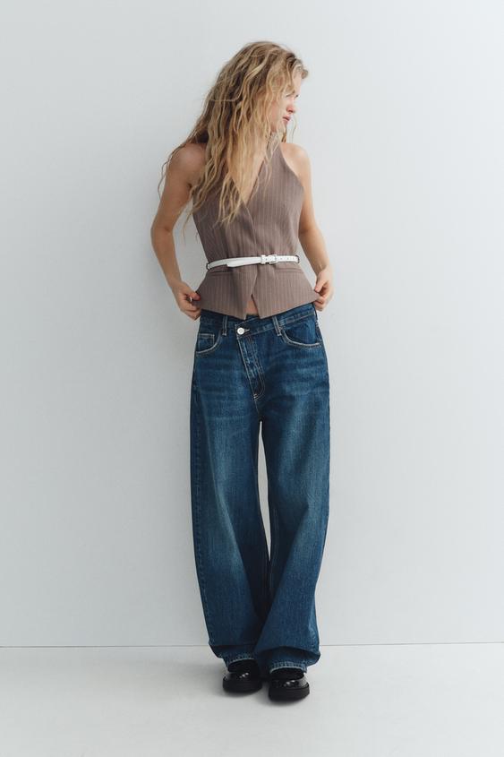 JEANS TRF BAGGY CINTURA CRUZADA TIRO MEDIO