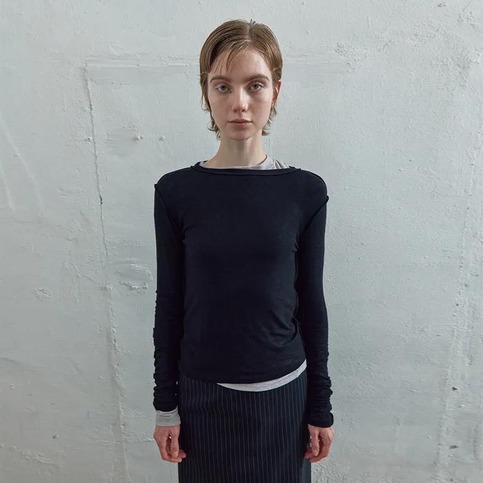 (1차 REORDER) INSIDE OUT LONG SLEEVE TOP IN BLACK