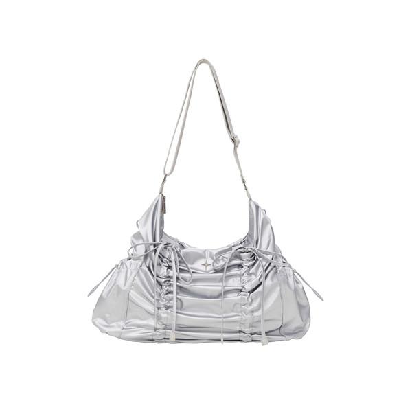 String ribbon large hobo bag Silver