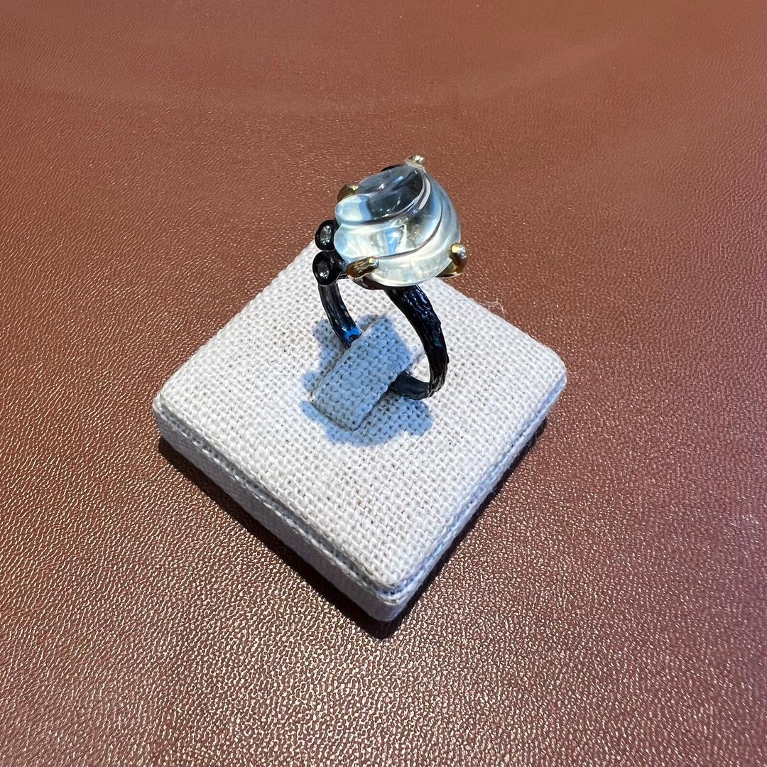 hand carved green amethyst & topaz ring