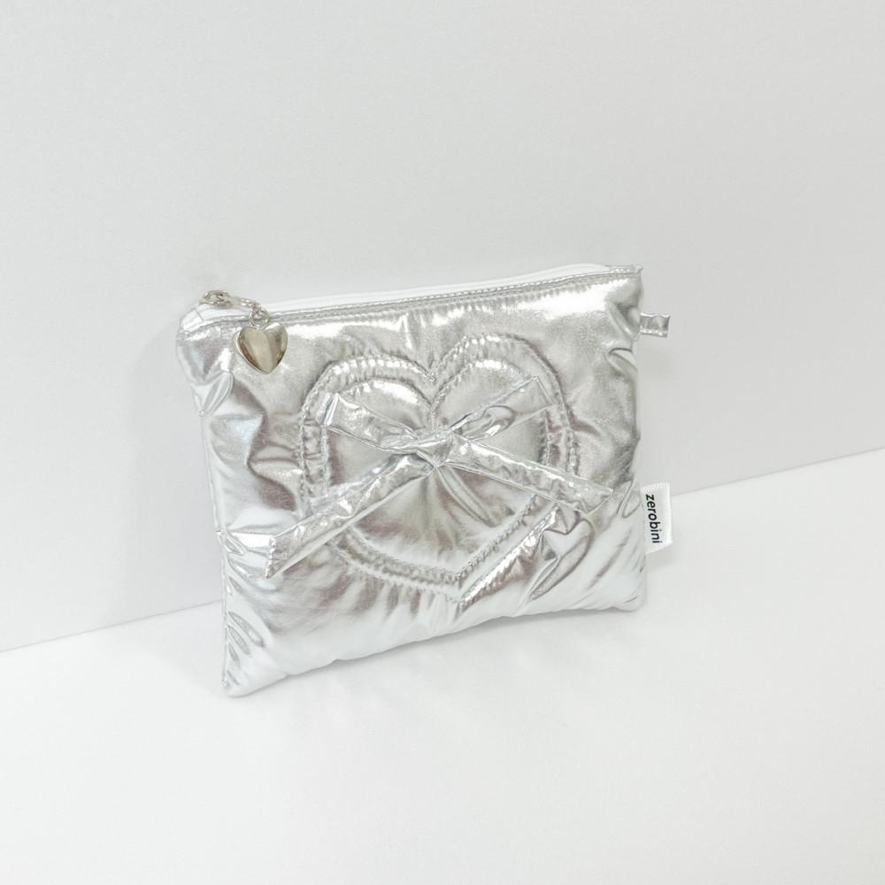 네모 지퍼 파우치 리본하트