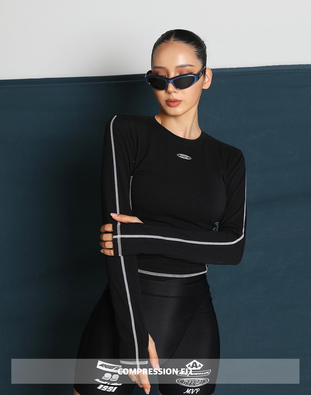 (Sportism) 알브이디 레이싱 크롭 워머 롱슬리브 (블랙)