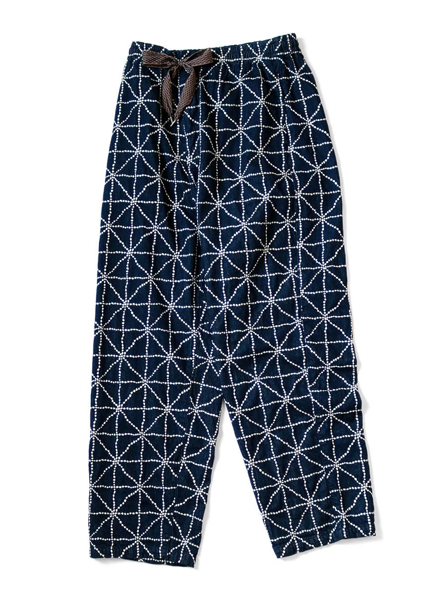 8ozデニム　FOLK-DOJO刺繍　イージーパンツ