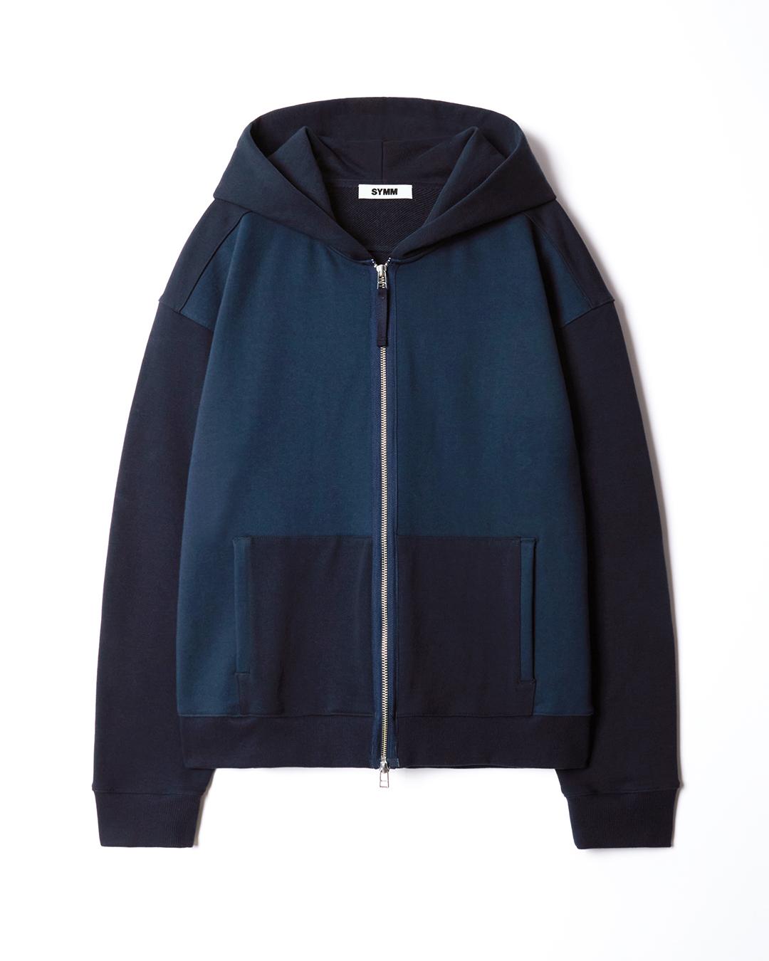 Paneled Zip Hoodie (Navy)