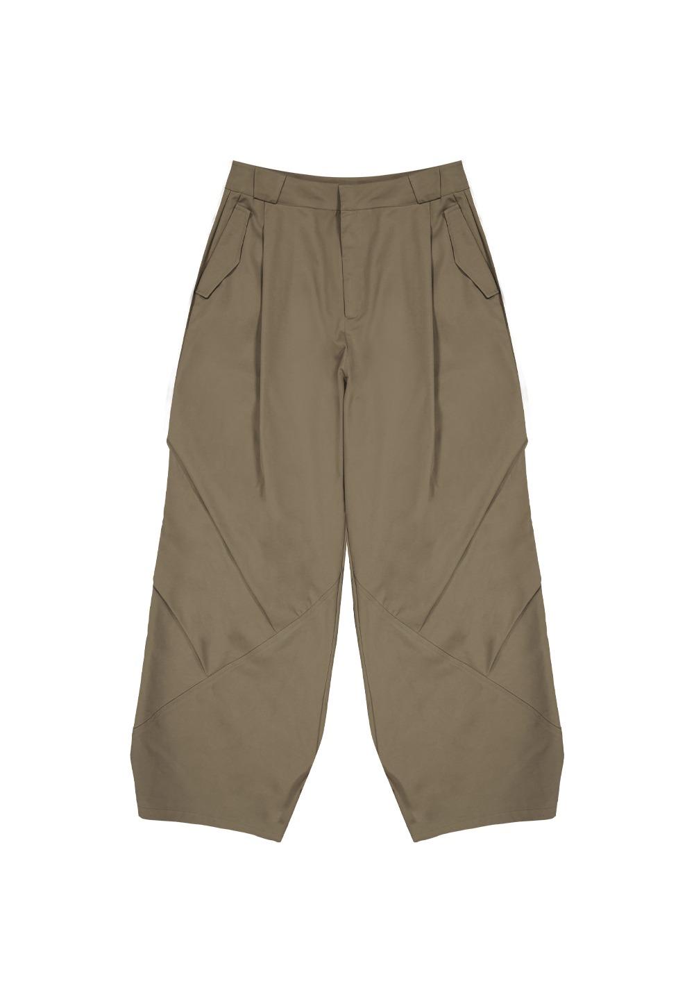 Side Drape Wide Pants - CAMEL