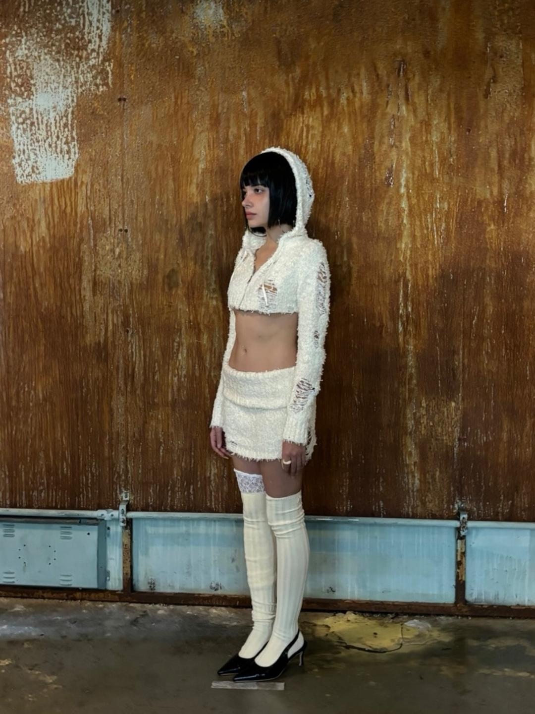 From knit hood zipup (Ivory)