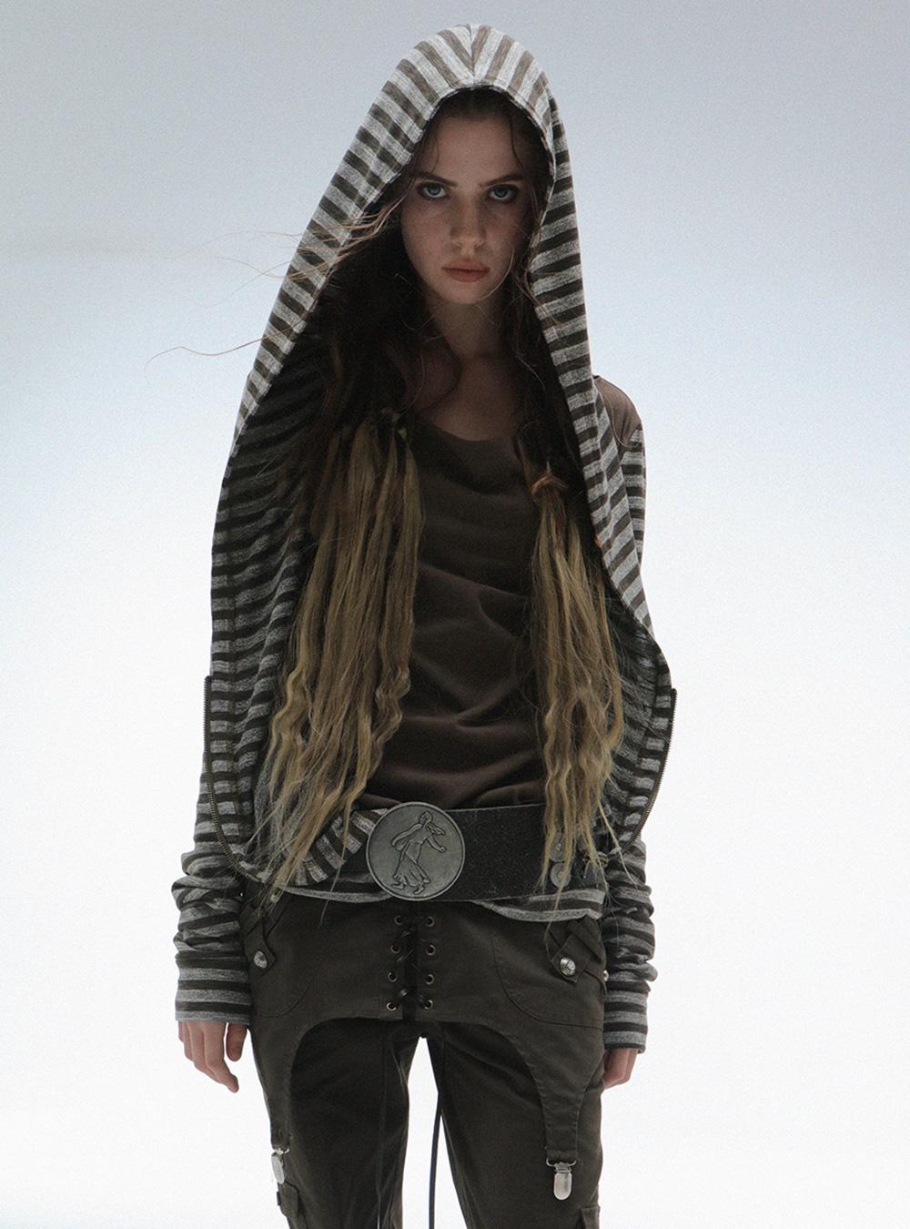 Stripe Hooded Multi-Wear Top (2color)