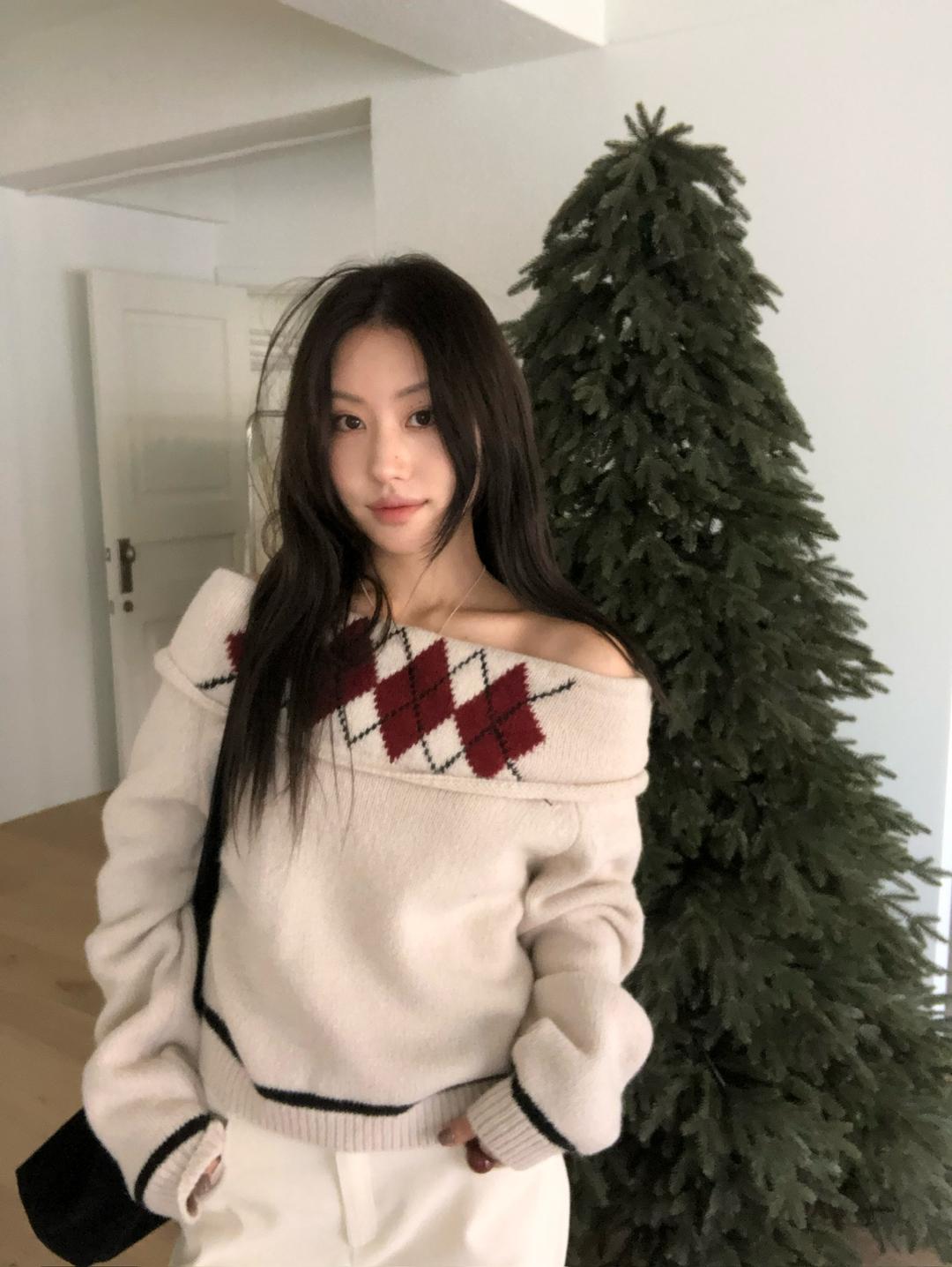 ARGYLE OFF KNIT (3COLOR)
