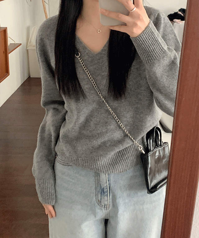 밀리유 [고퀄리티/램스울100] 램스울 홀가먼트 브이넥 nt(4color) 울 니트 오버핏 루즈핏 연말 겨울