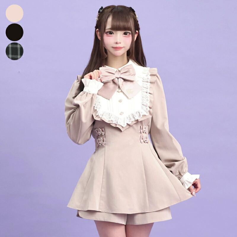 【楽天市場】ハートモチーフセットアップ9/19 12:00 販売スタートsecrethoney　シークレットハニー　シーハニ　量産型　レディース　ガーリー　長袖　無地　チェック　ピンク　ブラック　黒：Secret Honey