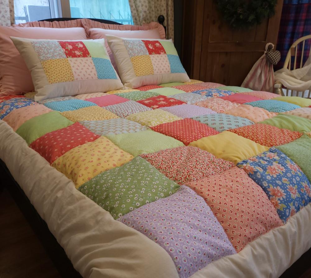 레트로 패치워크 퀸 차렵이불