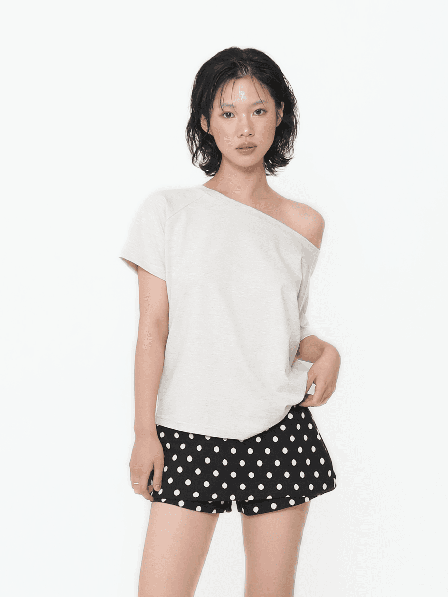 [7월 9일 출고] Soft Relaxed Off-Shoulder Tee_Oatmeal