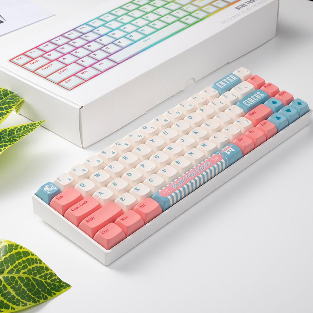 핑크 블루 서커스 키캡 한무무 레오폴드 XDA PBT 기계식 키보드 귀여운 핑크