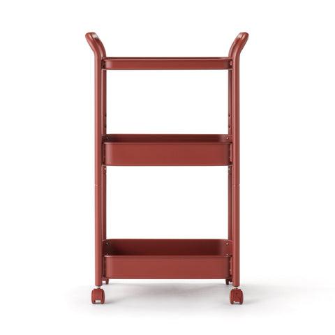 Steel Pipe Wheeled Rack Utility Cart - Burgundy