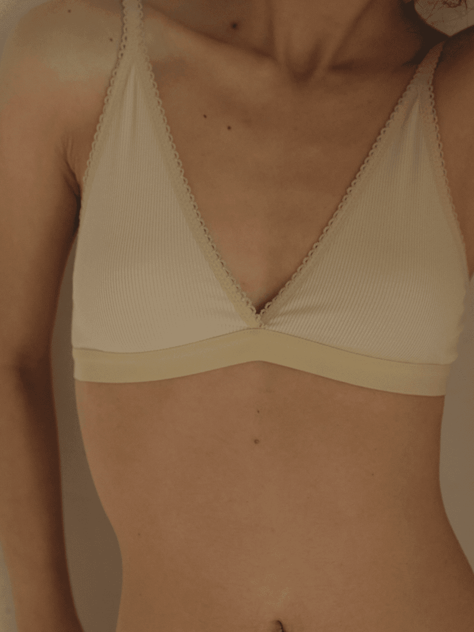 Triangle ribbed tencel bra in oat_삼각 텐셀 브라 오트