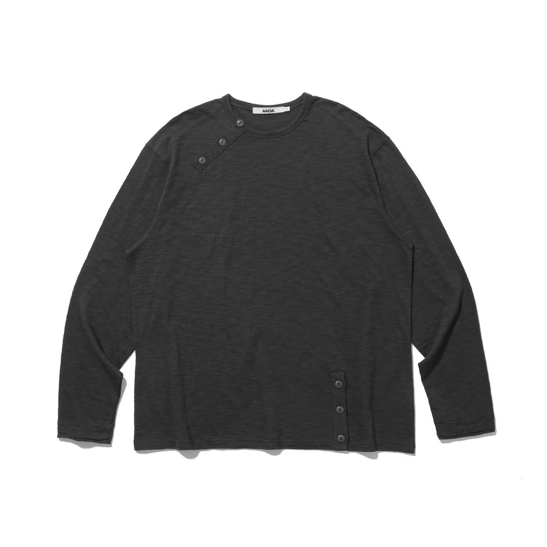 (3.20 19:00) Double Slit Henry Neck Tee - Charcoal