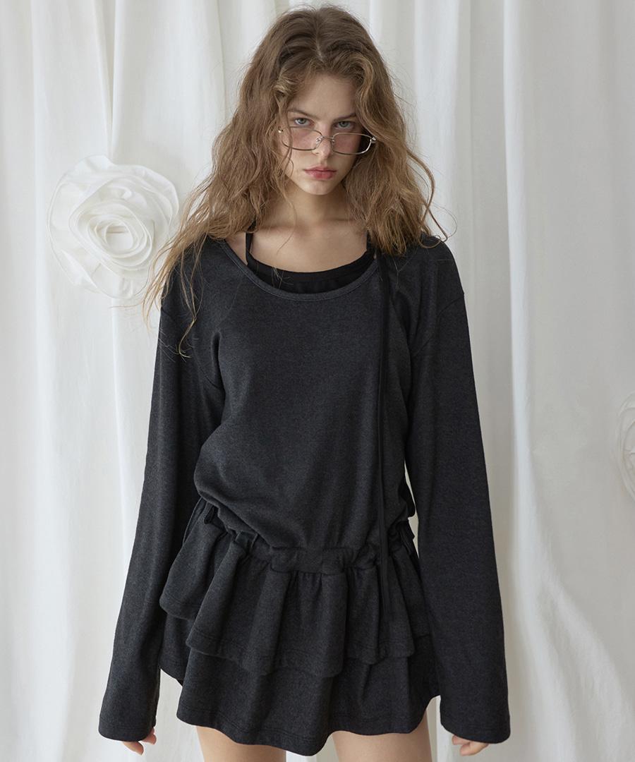 [10/22 예약배송] Frill Layered Long Sleeve Charcoal